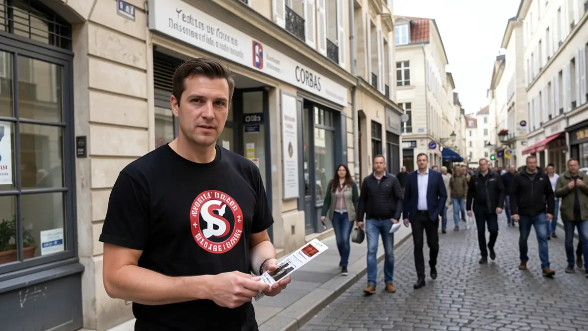 Image of a door-to-door salesperson presenting themselves as an agent of the Centre Technique Habitat company in Corbas.