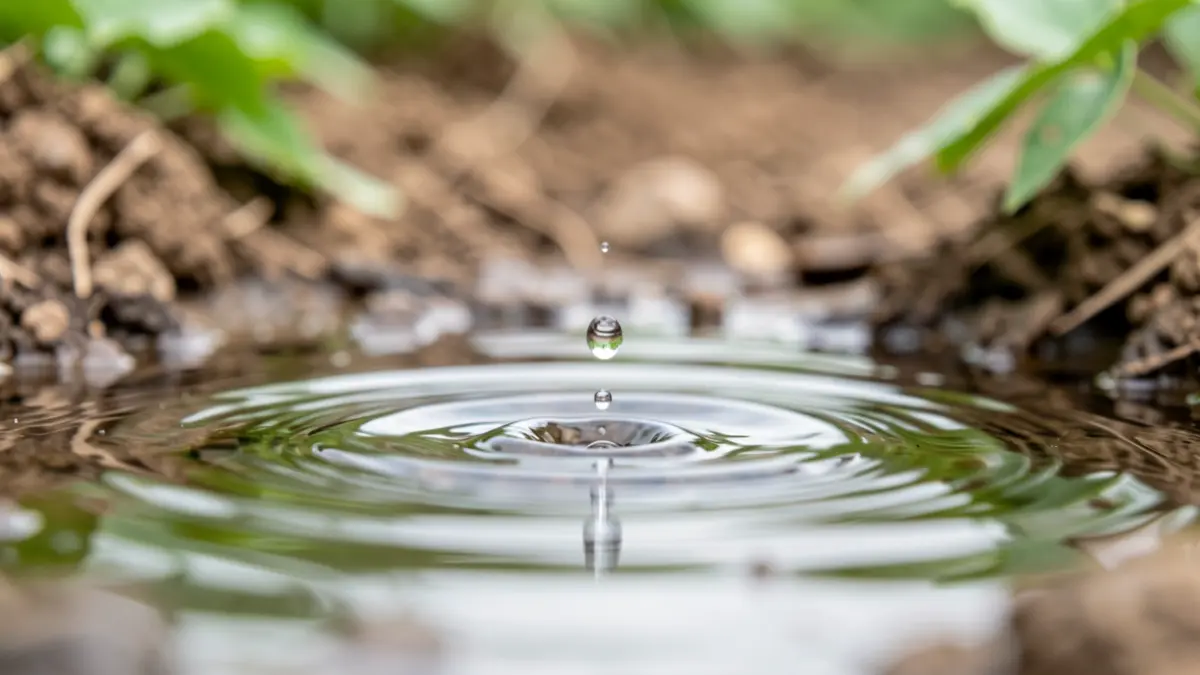 Goutte d'eau tombant dans l'eau, symbolisant la conservation.
