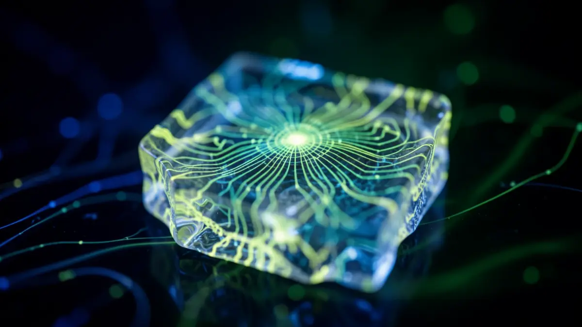 Generic image of glowing solid quantum material representing thermal conductivity.