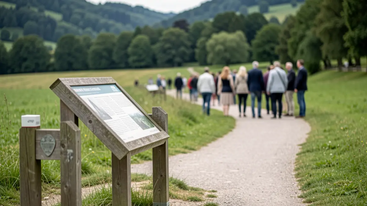 Memorial path of the Chemin des Fusillés in Genas, with explanatory panels.