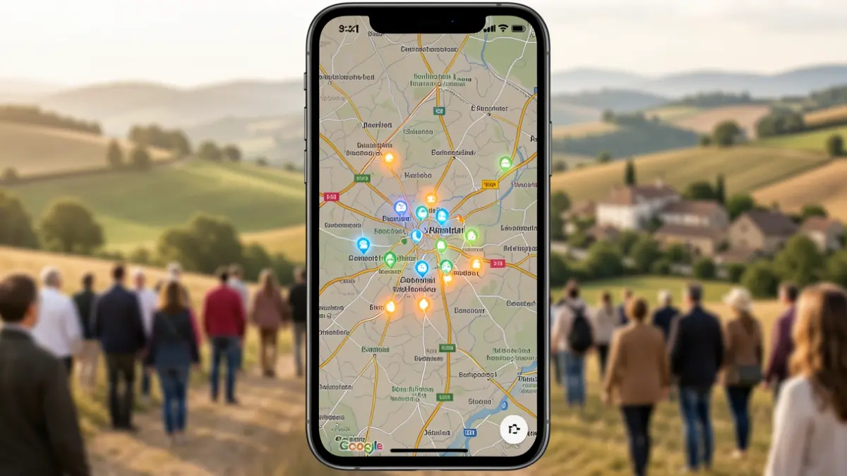 Generic image of the Baludik app displaying routes on a map of Cantal.