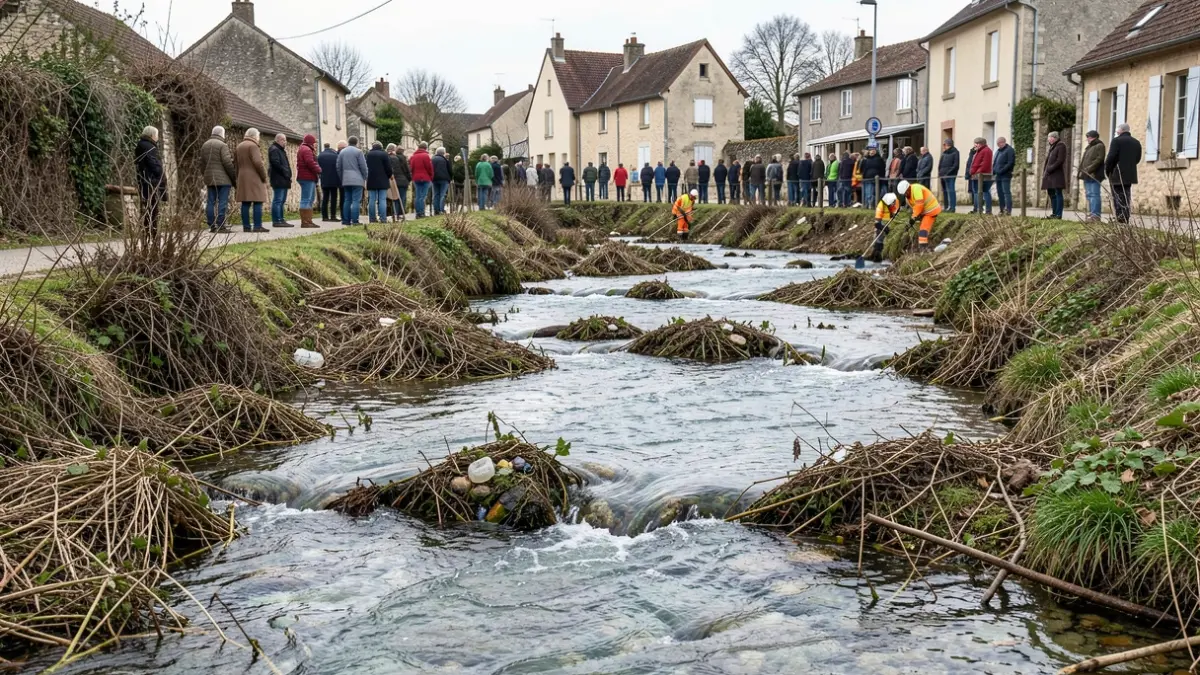 Generic image of watercourse maintenance work by municipal technical services.