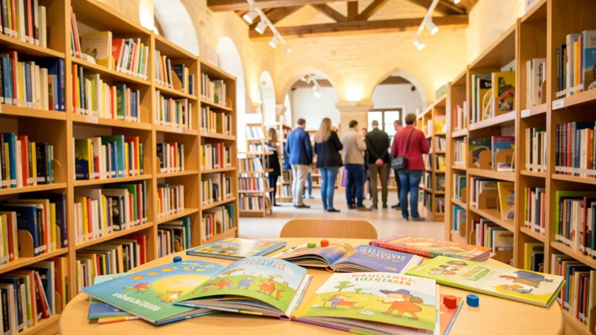 Generic image of a library with children's books and games.