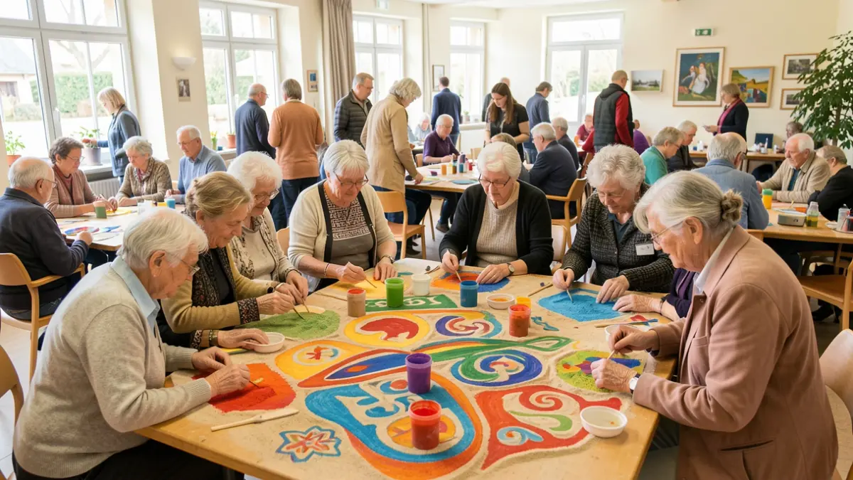 Generic image of a colorful sand painting workshop during the Blue Week in Gerzat.