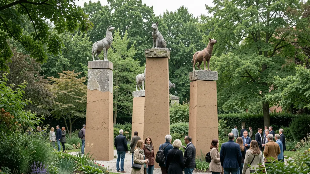 Installation artistique "Les Demoiselles des sables" dans l'arboretum du campus de Saint-Martin-d'Hères.