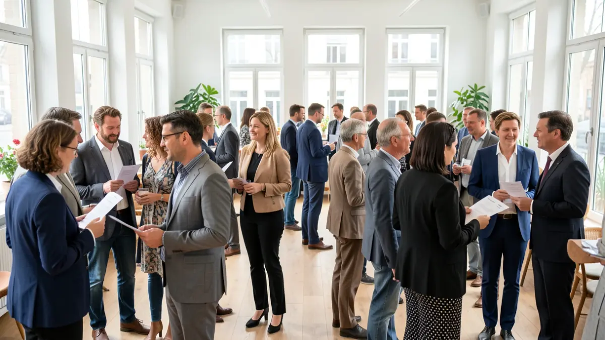 Generic image of people participating in a recruitment fair in a community center.