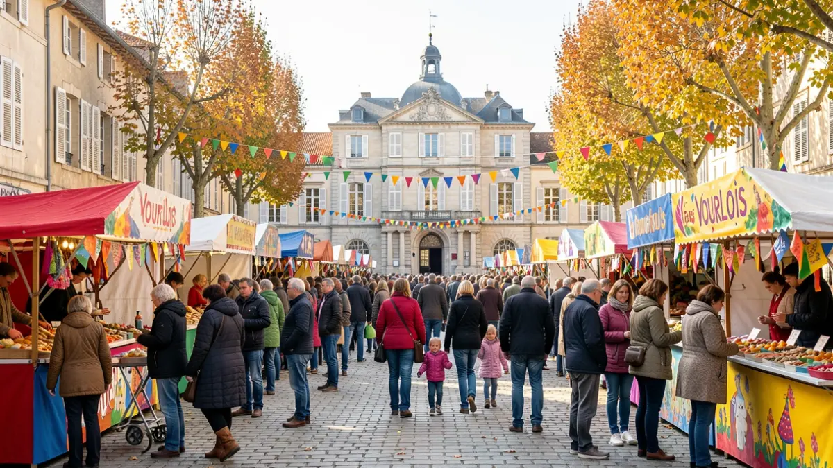Generic image of the Fête des Vourlois in Vourles, with families and activities in the town hall park.