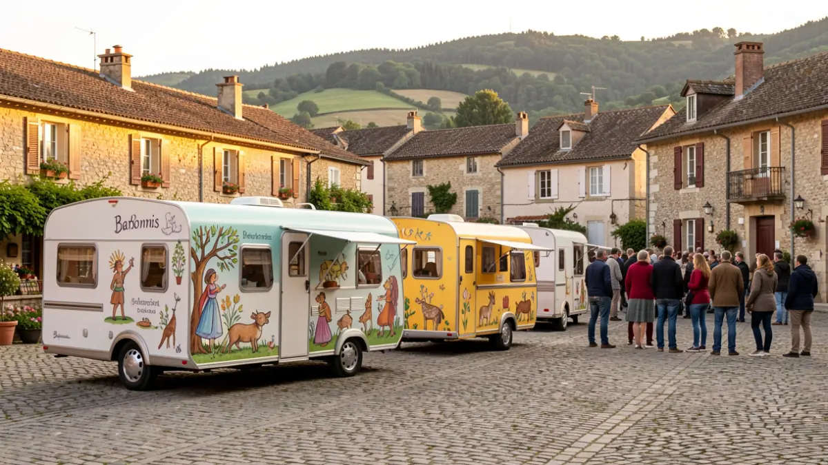 Artistic caravan in a Baronnies village.