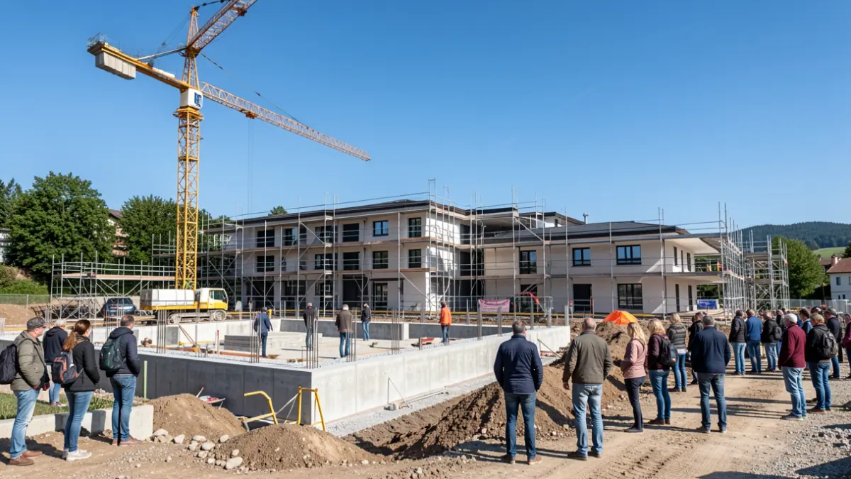 Construction site of the future Alchimie residence in Cébazat, work commencement.