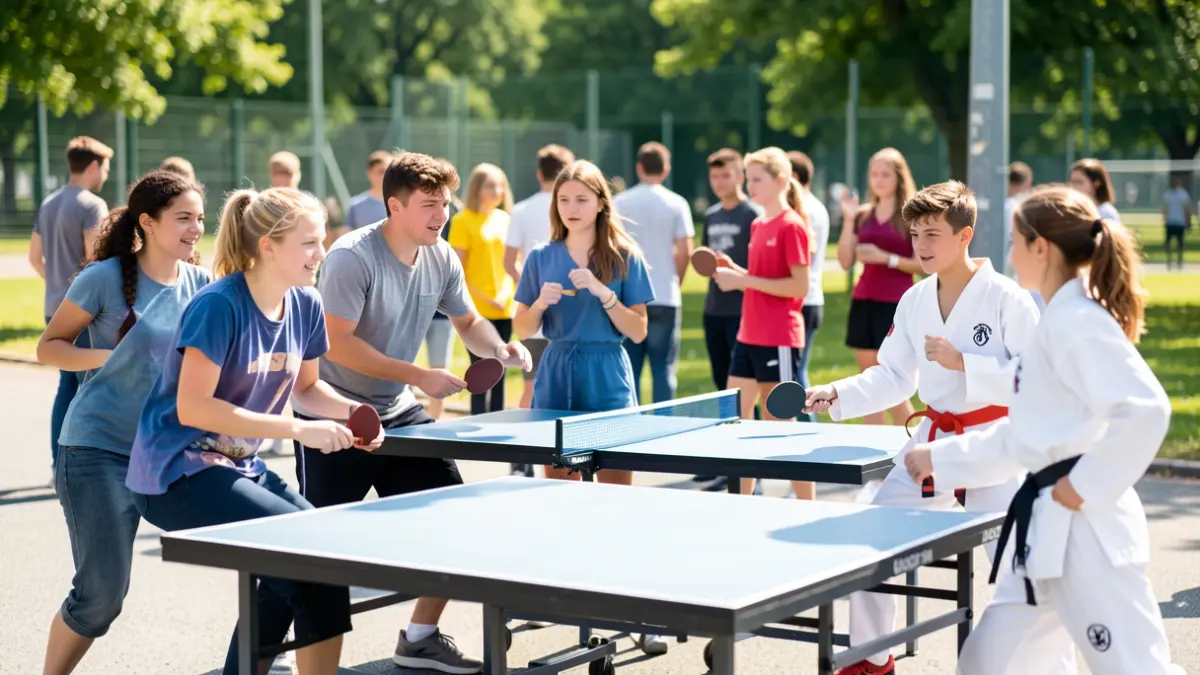 Generic image of teenagers participating in sports and fun activities.