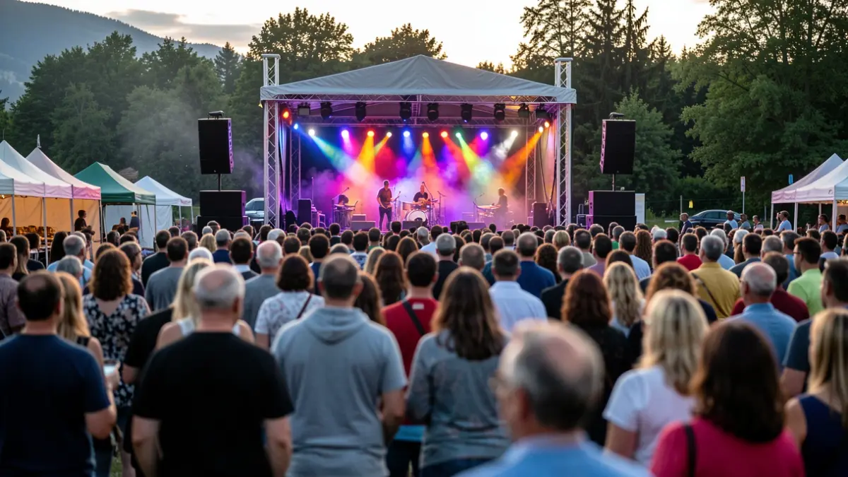 Generic image of an outdoor cultural festival with a stage and audience.