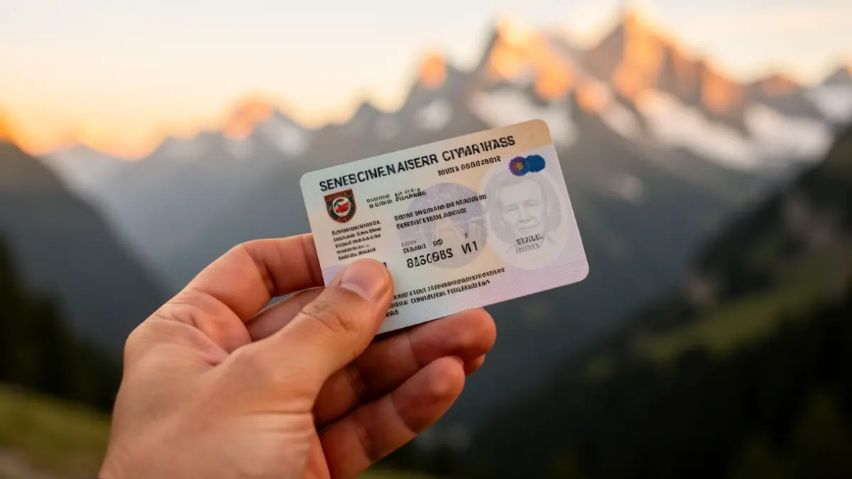 Generic image of a PASS'Région Seniors card held by a hand, with a blurred French Alps landscape.