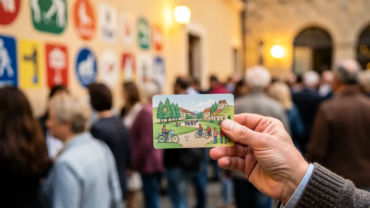 Carte PASS'Région seniors avec des symboles d'activités culturelles et de loisirs.