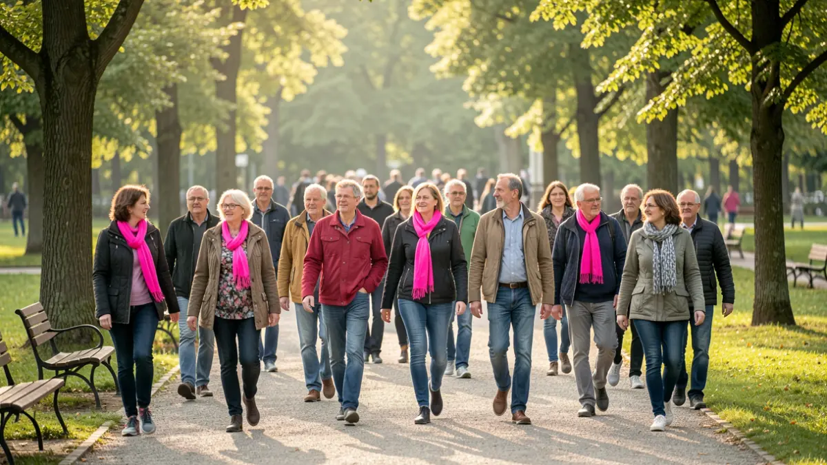 Generic image of a solidarity walk against breast cancer.