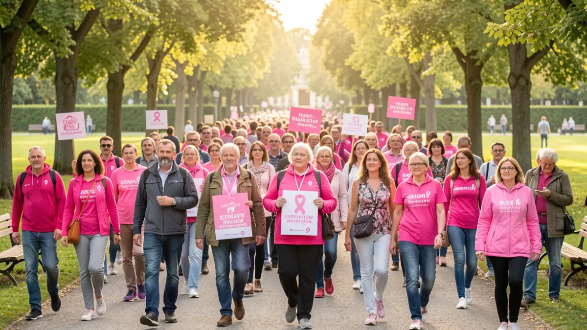 Generic image of a solidarity walk for breast cancer awareness.
