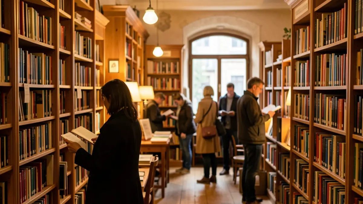 Generic image of a cozy library with books.