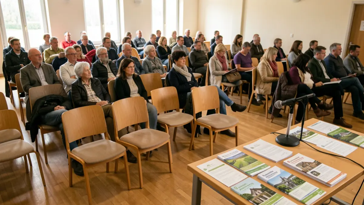 Collective information meeting room in Pays de Gex with chairs arranged for a presentation.