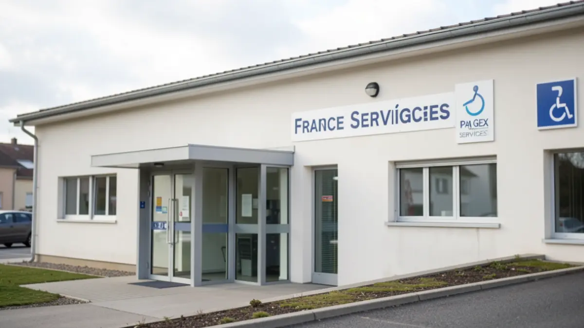 Salle Grange, meeting room building of Pays de Gex agglo, next to the headquarters, with France Services signage.