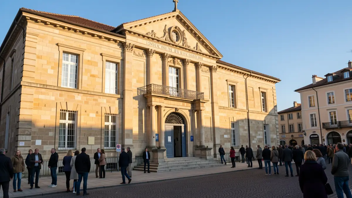 Façade de la mairie d'Anse, bâtiment administratif en pierre sous le soleil de fin d'après-midi.