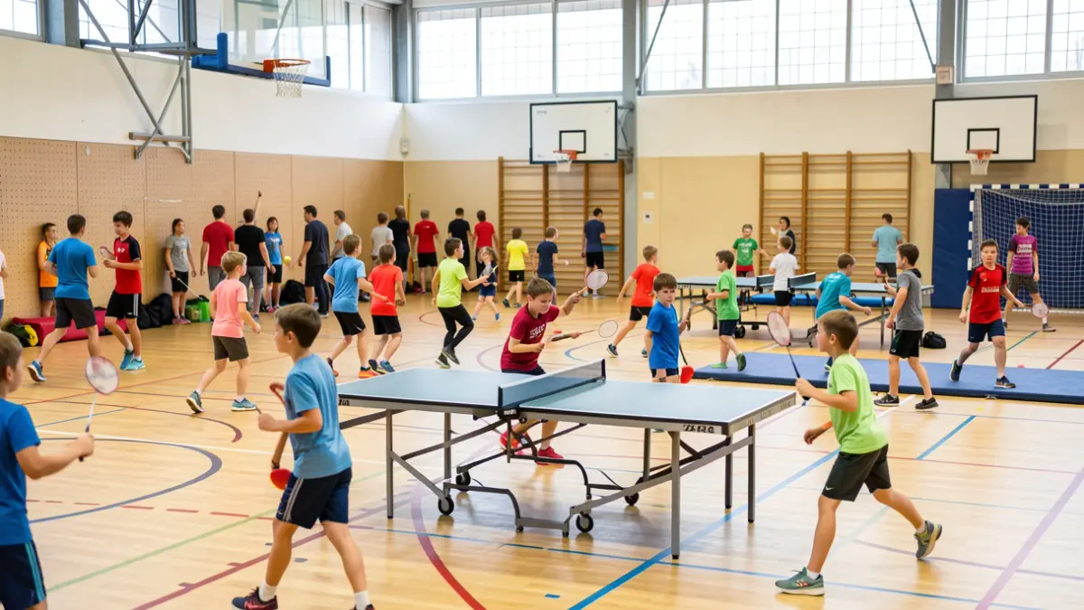 Image générique d'enfants pratiquant des sports en salle.