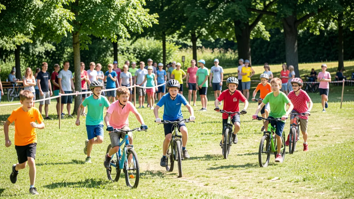 Children participating in various sports activities during the multisports camp in Vichy.