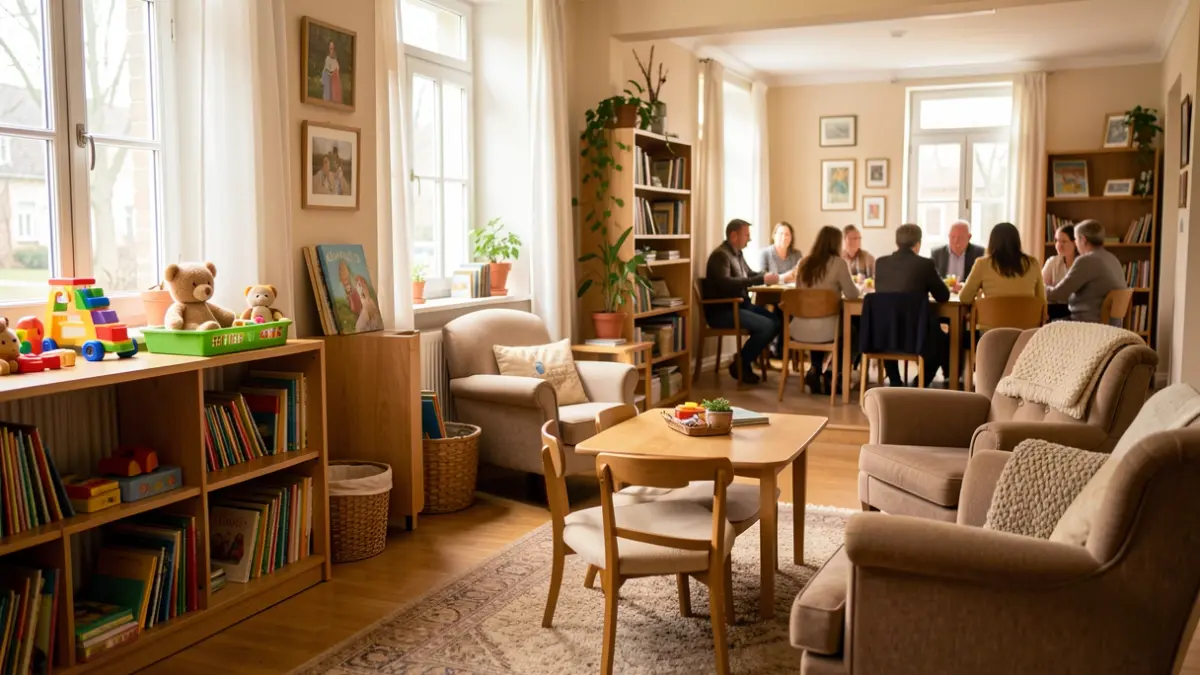 Generic image of a children and parents welcome space, focusing on a friendly atmosphere and toys.