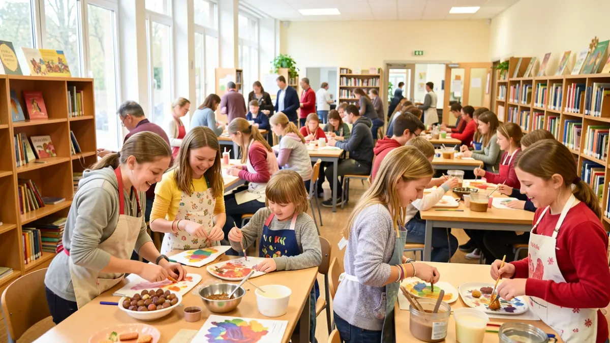 Enfants et adolescents participant à des ateliers créatifs pendant les vacances scolaires d'automne à Saint-Didier-au-Mont-d'Or.