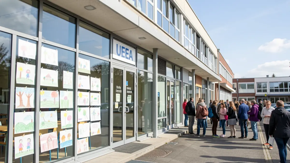 Facade of an elementary school hosting an autism education unit in Vichy.