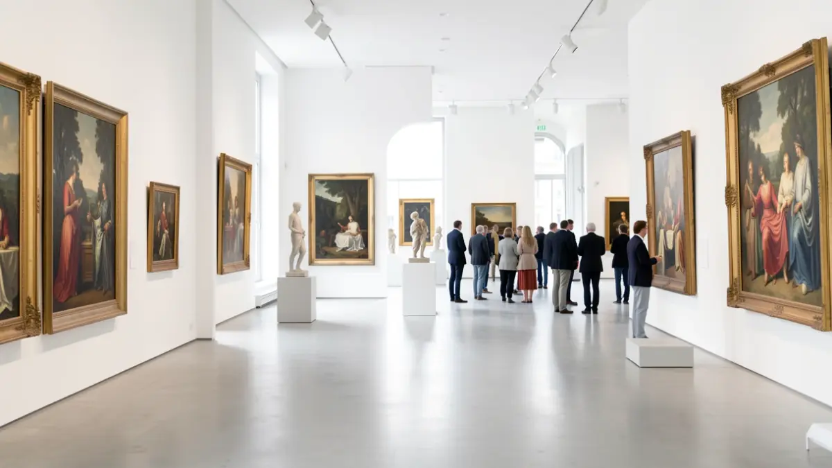 Generic image of an exhibition hall with artworks.