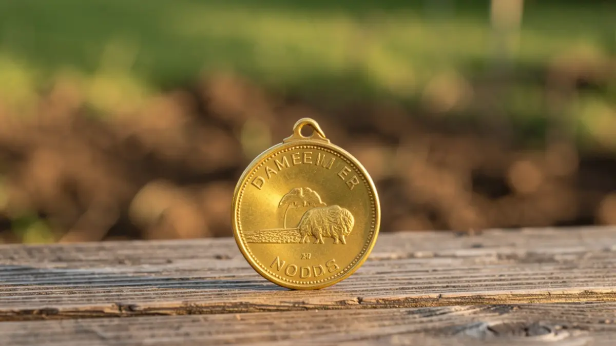 Generic image of a golden medal on a textured background.