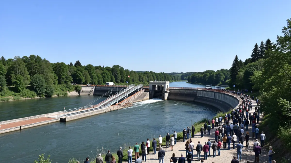 Construction of a fish ladder at the Trézelles dam as part of the Besbre Territory Agreement.