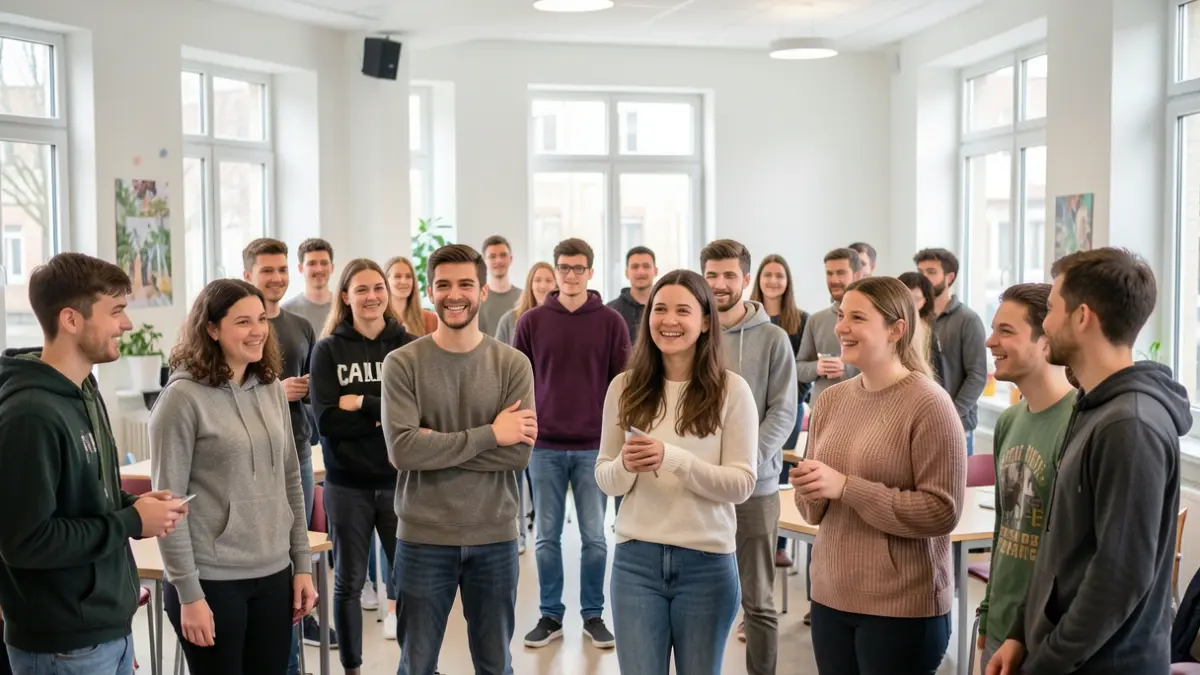 Generic image of young people attending an information meeting about financial aid.