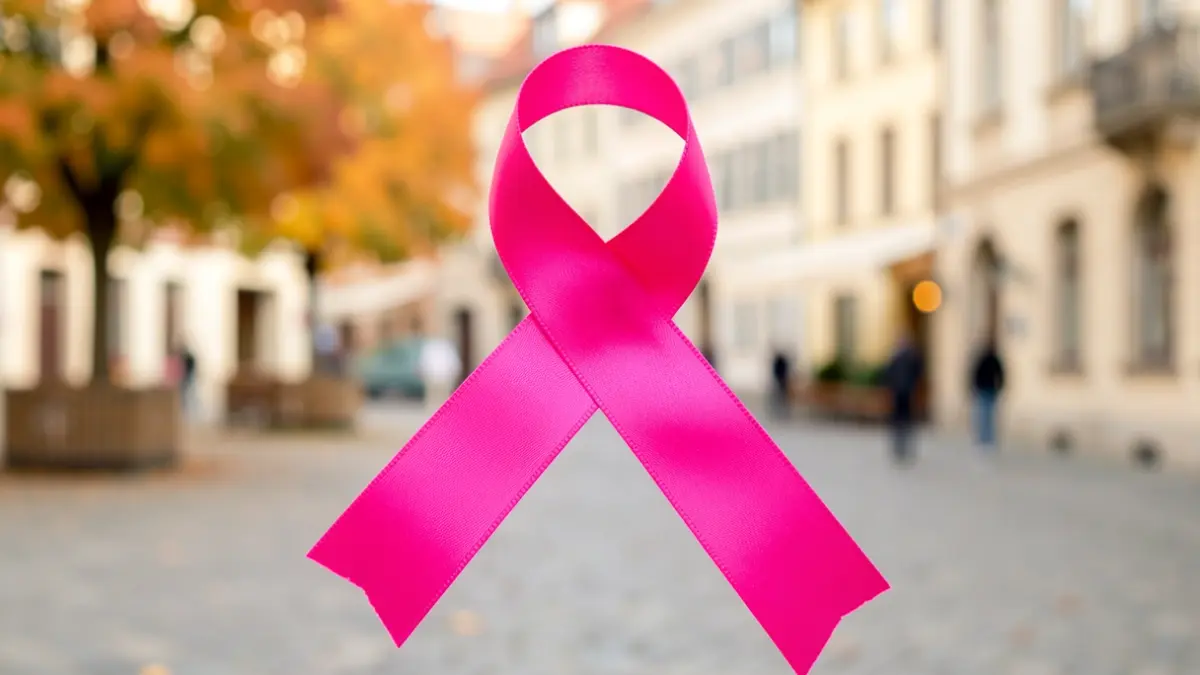Image générique de ruban rose et symbole médical.