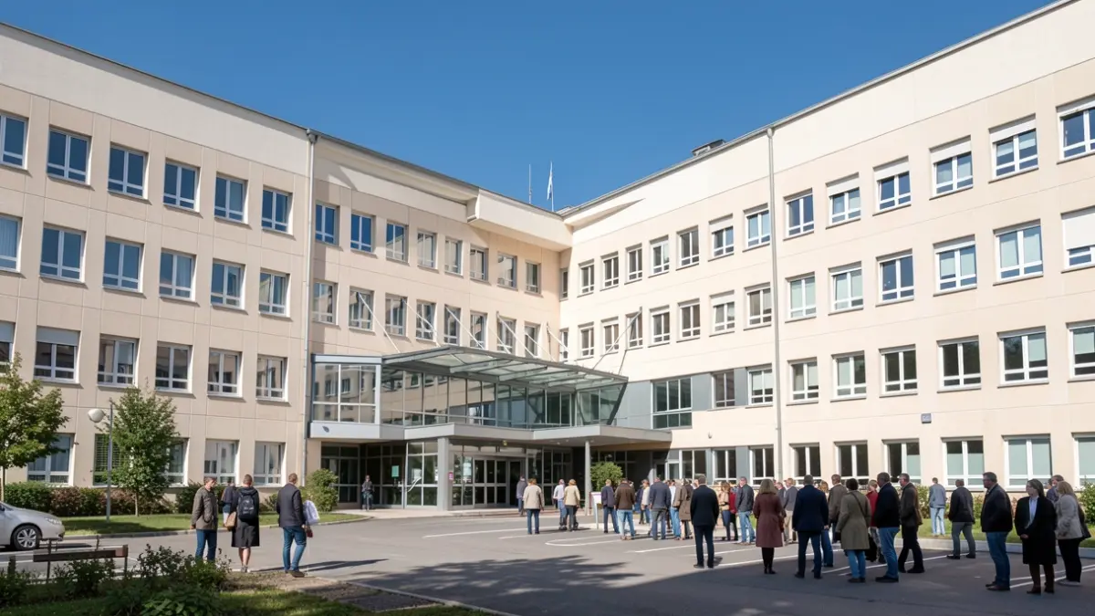 Image générique d'un bâtiment hospitalier moderne dans la région Auvergne-Rhône-Alpes.