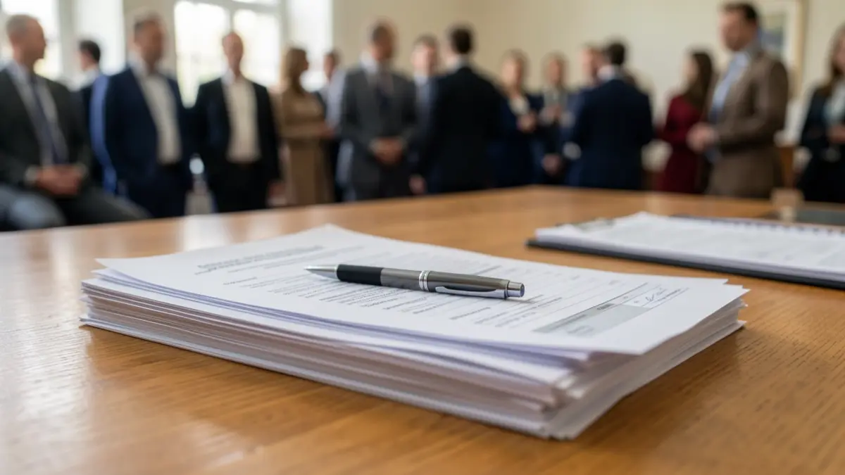 Image générique de documents officiels et formulaires de candidature sur un bureau.