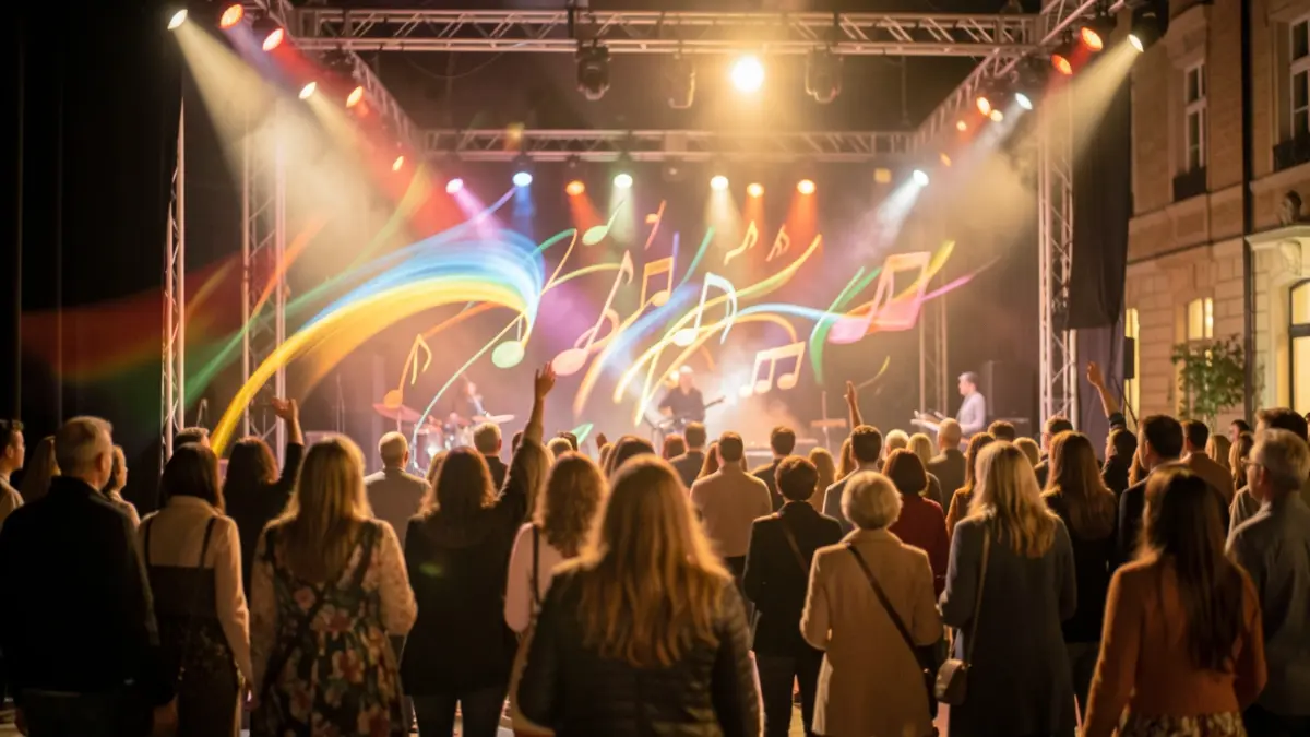 Generic image of abstract artistic shapes and stage lights suggesting creation and performance.