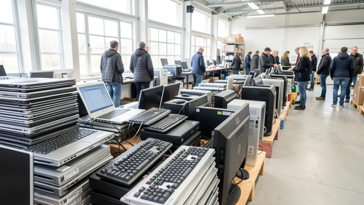 Point de collecte d'équipements informatiques à Saint-Etienne.