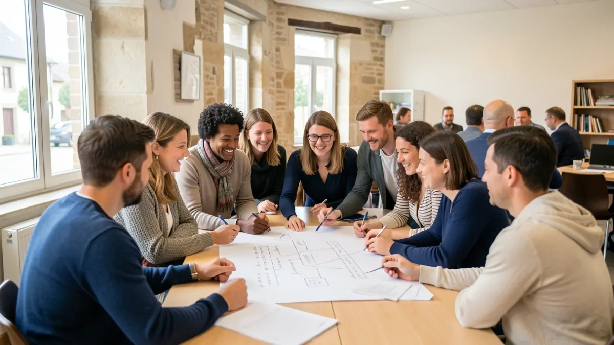 Generic image of people collaborating on an entrepreneurial project in a co-working space.