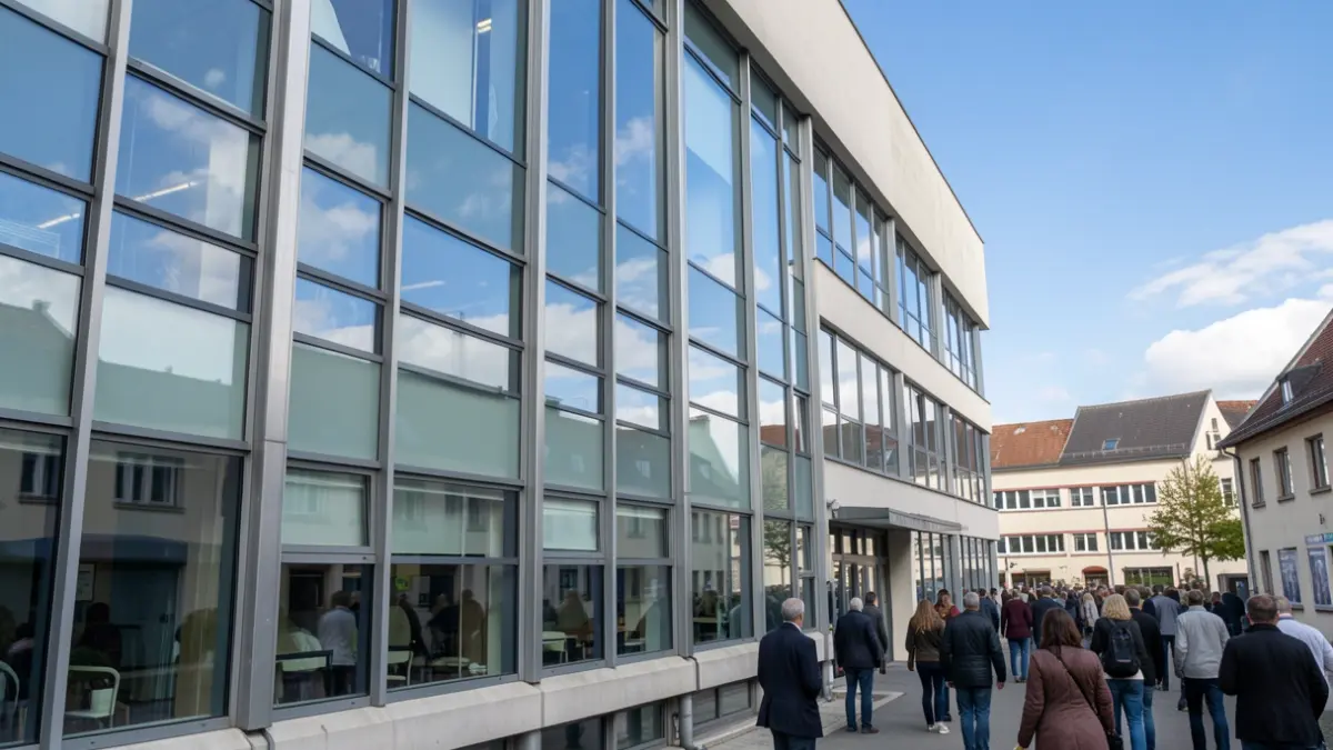 Generic image of a modern research institute building facade with large windows reflecting a blue sky, located in the Auvergne-Rhône-Alpes region.