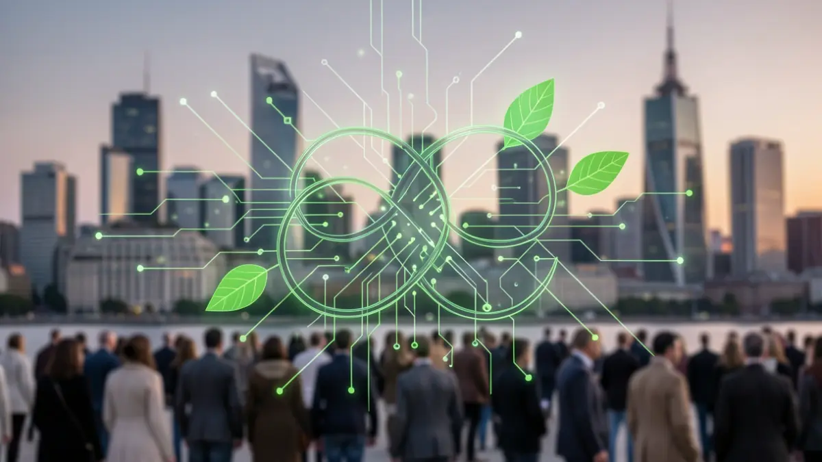 Generic image of stylized electronic circuits with green plant elements.