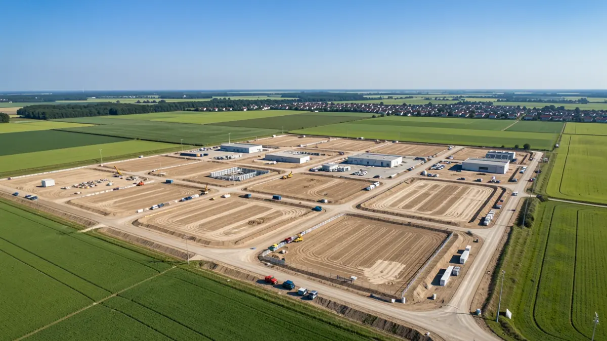 Aerial view of a developing economic activity zone.