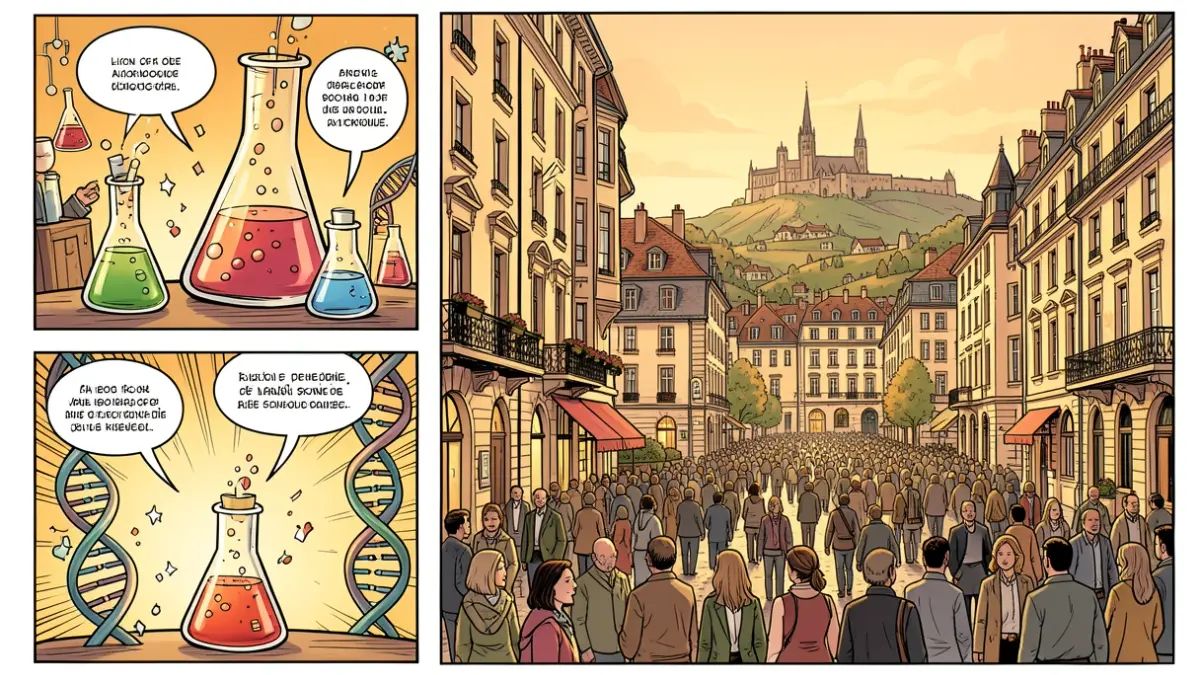 Generic image of an illustration blending science and comic books in a graphic style.