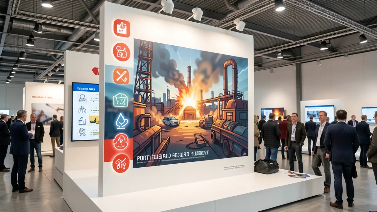 Generic image of an industrial risk exhibition with interactive elements.