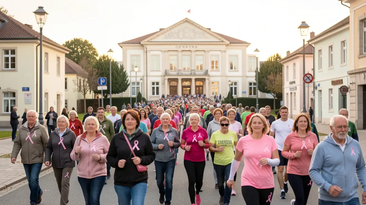 Generic image of participants in a solidarity walk against cancer in Genas.