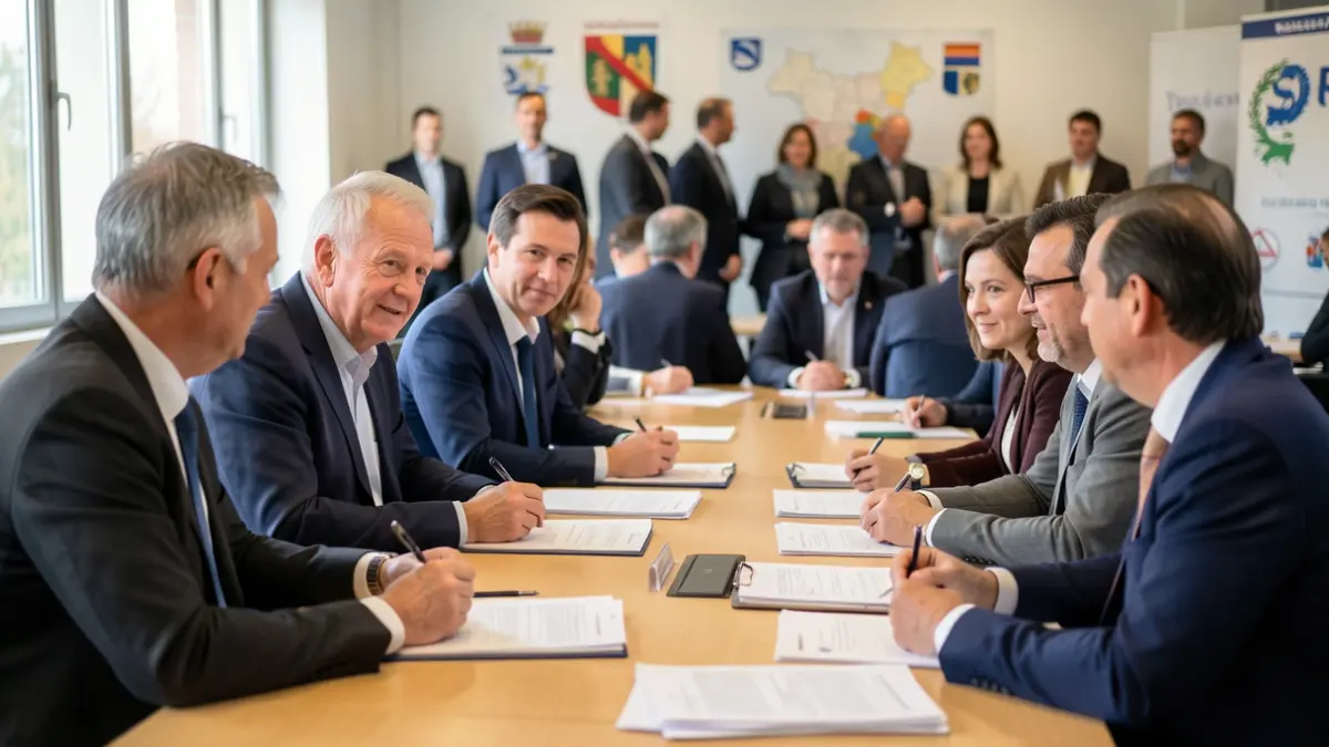 Image générique de responsables politiques et experts en gestion de crise lors d'une conférence en Auvergne-Rhône-Alpes.