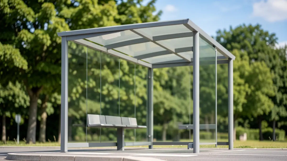 Generic image of a modern bus stop in the Auvergne-Rhône-Alpes region.