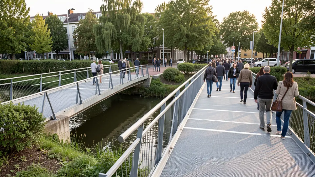 Image générique de deux passerelles rénovées pour les vélos et les piétons, avec un revêtement moderne et antidérapant.