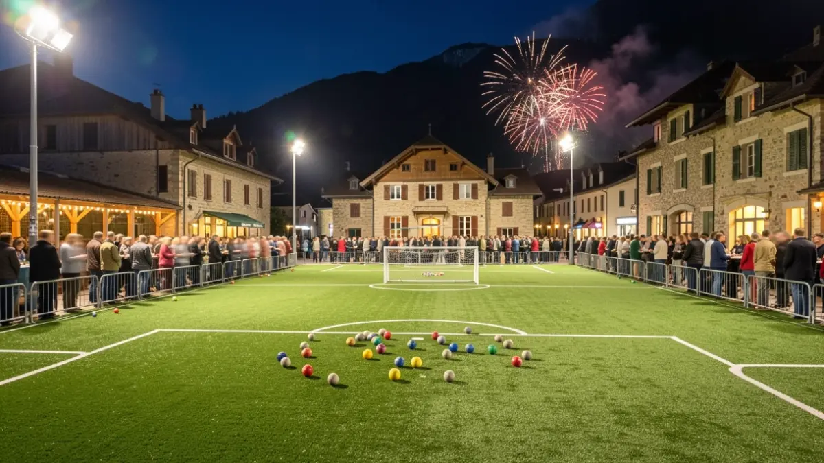 Generic image of a festive sports field inauguration.