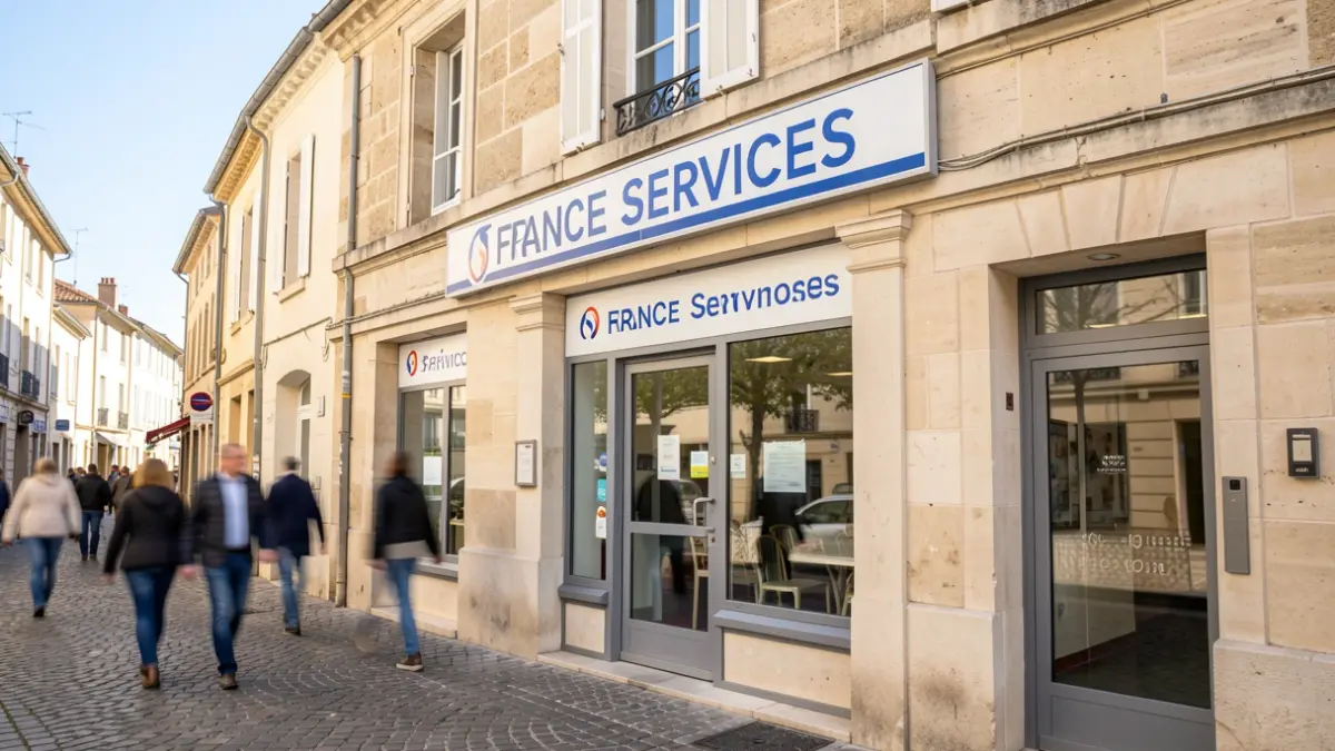 Facade of a France Services building in a small French town.