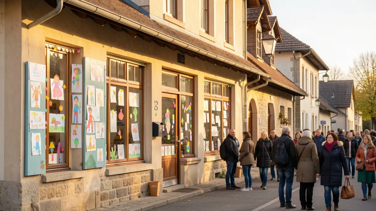 Generic image of a community daycare center with colorful decorations and children's drawings.